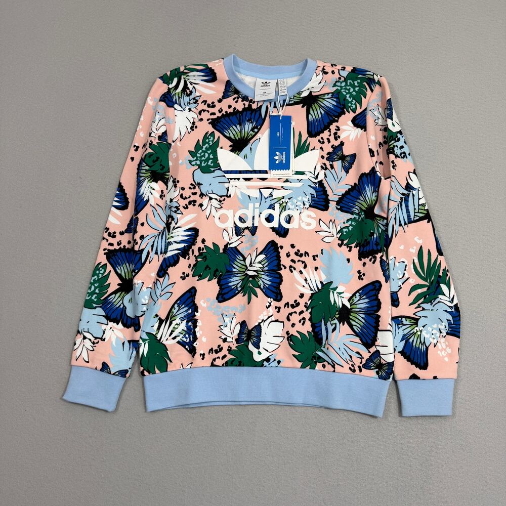 Adidas Studio London Animal Flower Print Crew Sweatshirt Girls Size Large NEW